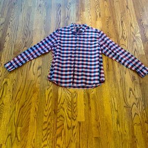 Men’s button up plaid shirt red/brown & black L